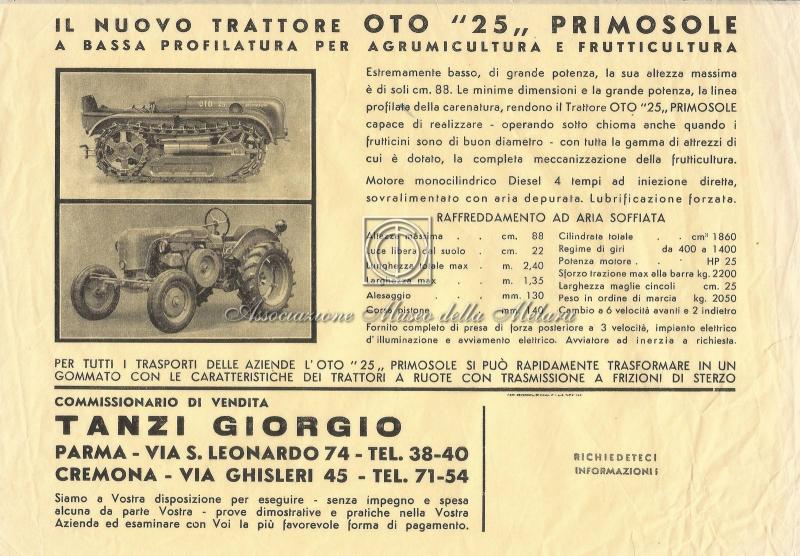 Trattrice OTO C25 Primosole - Pubbliredazionale