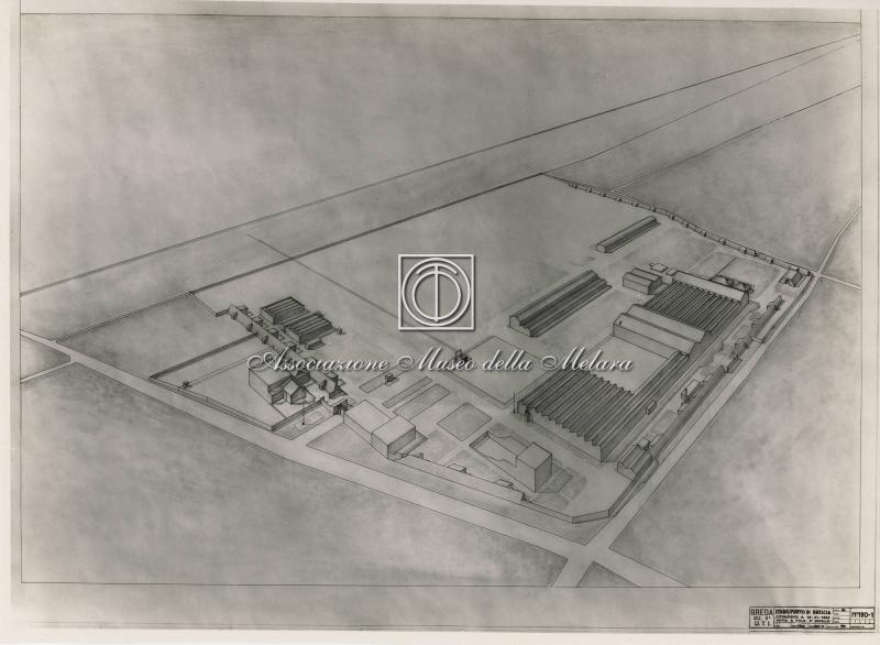 Fotografia di disegno tecnico - Vista a volo d'uccello dello stabilimento